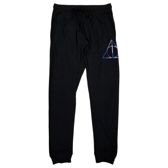 HARRY POTTER Men's Black Deathly Hallows QT Joggers Pants Size Small NEW NWT - Picture 1 of 3